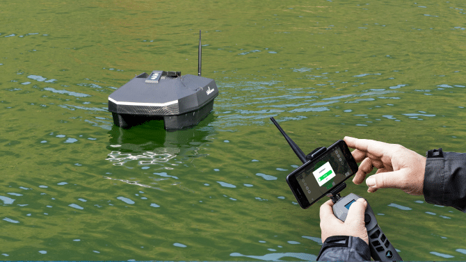 CatchX Black Samurai Bait Boat  Rippton Smart RC Fishing Bait Boat with GPS  Autopilot - Rippton
