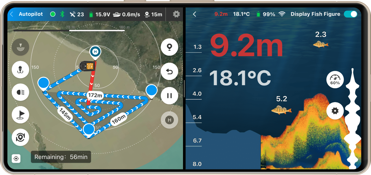 Split Screen Control for Your Bait Boat and Fish Finder
