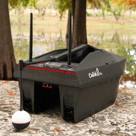 CatchX Black Samurai Bait Boat  Rippton Smart RC Fishing Bait Boat with GPS  Autopilot - Rippton