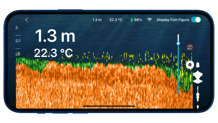 fish finder application. Both fish locator app and fish detector app colour screen display chart plot