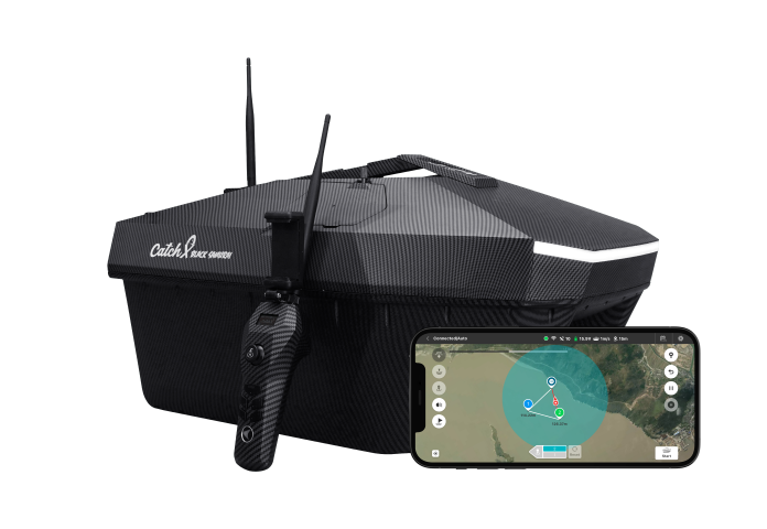CatchX Black Samurai Bait Boat with GPS Autopilot - Beefed-up Version of the CatchX Bait Boat